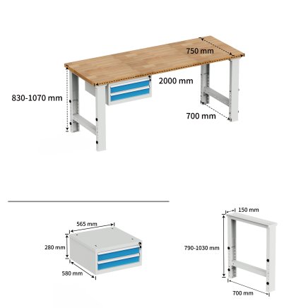 Dílenský výškově přestavitelný pracovní stůl EN_02_2012 - 4
