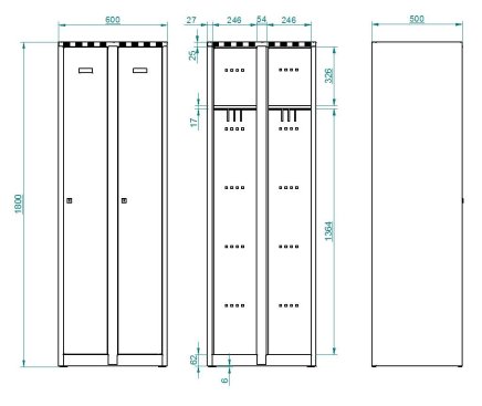 Šatní skříň kovová A4238 - dvouplášťové dveře - 8