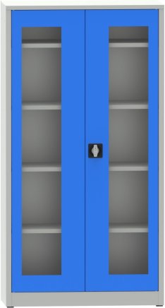Spisová skříň kovová s prosklenými dveřmi plexisklem C29740