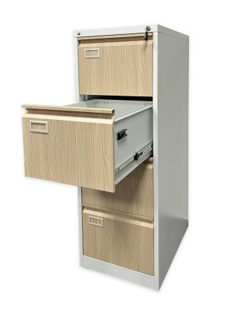 Čtyřzásuvková kartotéka V04 pro formát A4 bílá/imitace světlé dřevo - 2