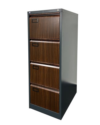 Čtyřzásuvková kartotéka V04 pro formát A4 antracit/imitace tmavé dřevo