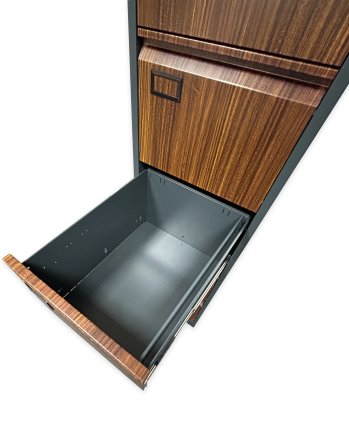 Čtyřzásuvková kartotéka V04 pro formát A4 antracit/imitace tmavé dřevo - 3