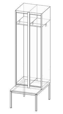 Šatní skříňka dvoudveřová s lavicí XS82B-17 - 7