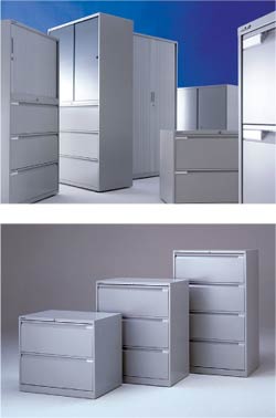 kovové kartotéky, lístkovnice, registratury, registrační zásuvkové skříně, spisové skříně