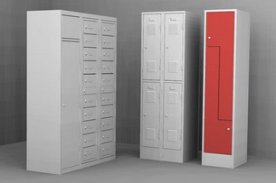 kovové šatní skříně, šatnové lavice a věšáky, šatníky